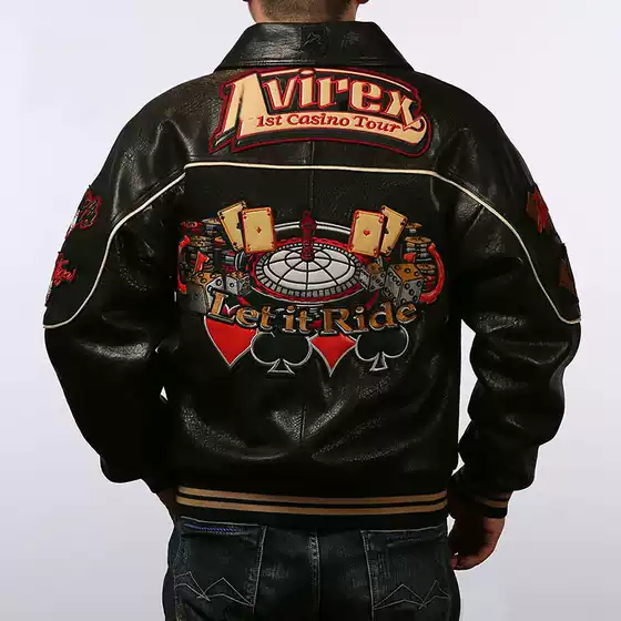 European and American Plus-Size Flight Suit Genuine Leather Jacket for Men, Loose Fit, Casino New Zealand Sheepskin Leather Jacket