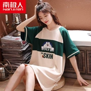 Phiên bản Hàn Quốc của váy ngủ nữ mùa hè mỏng phần cotton ngắn tay Phiên bản Hàn Quốc của bộ đồ ngủ nữ sinh dễ thương công chúa váy gió mùa hè - Đêm đầm