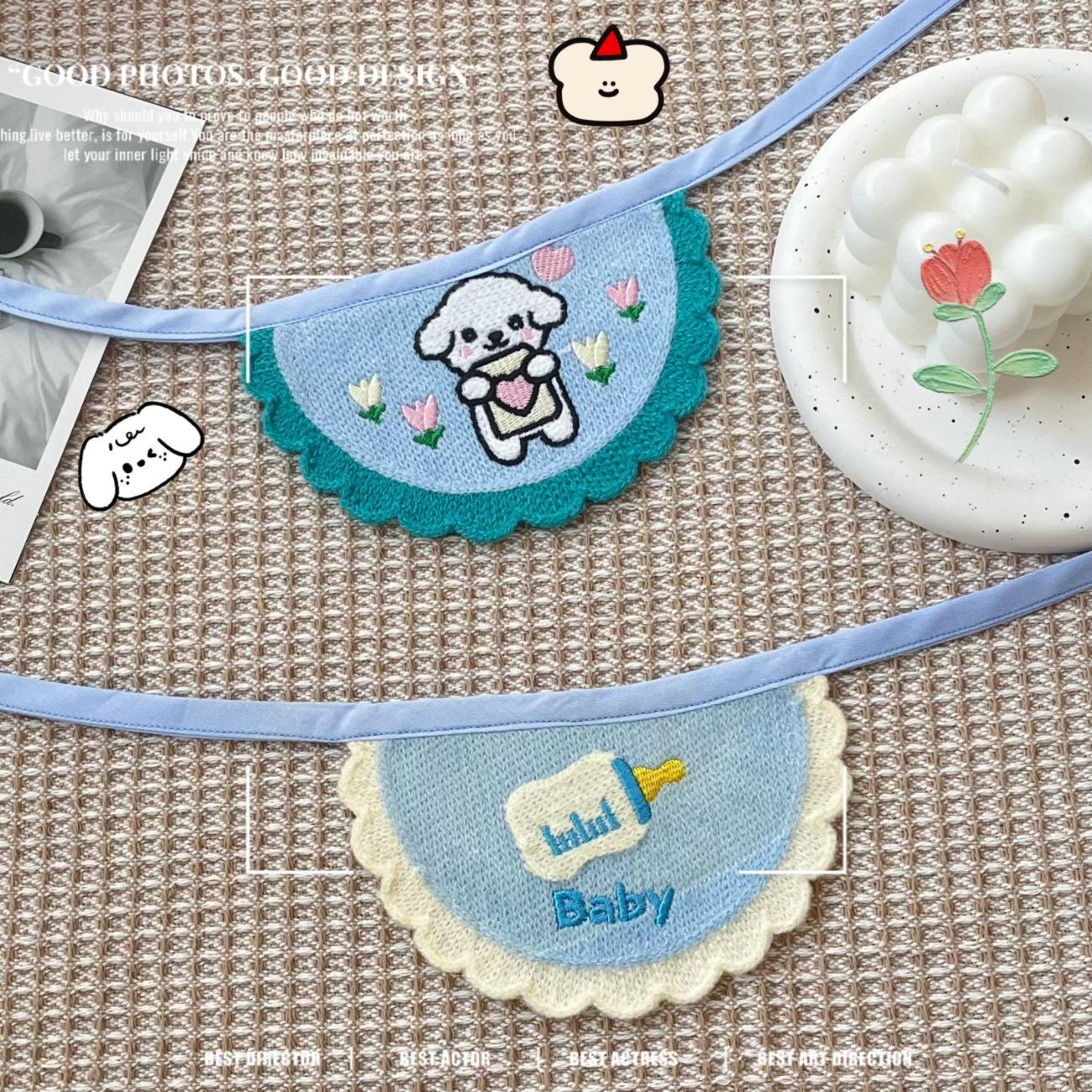 INS韩国可爱奶瓶围兜猫咪狗狗围兜宠物口水巾比熊泰迪拍照道具