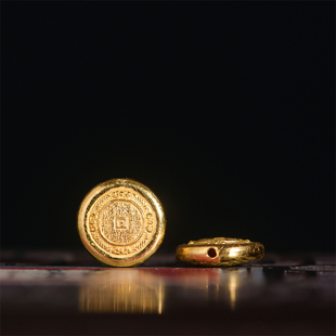 恋金 足金手工錾刻古法黄金 山鬼花隔珠 项链手链配饰配件