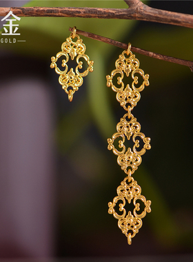 恋金 足金錾刻古法黄金 福寿如意配链手链吊坠项链配饰