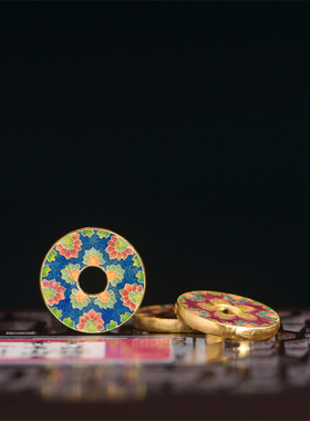 足金珐琅烧蓝繁花双面隔片