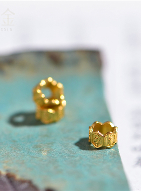 恋金 足金古法黄金 六字真言隔片金圈手链项链吊坠配饰