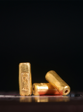 足金手工錾刻古法黄金山鬼花隔珠