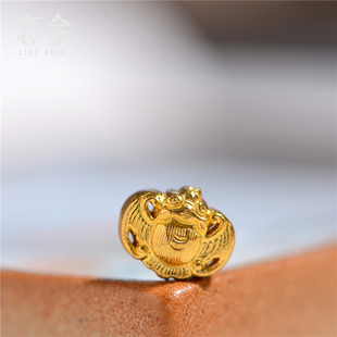 恋金 足金手工錾刻足金古法制作黄金 福来到 手链项链配饰