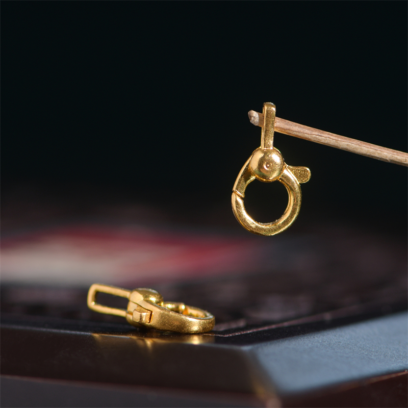 恋金 足金手工錾刻古法黄金龙虾扣卡子弹簧扣项链手链配饰配件