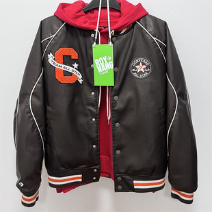 正品匡威蛇年新年款男女PU皮夹克棒球服夹克外套10028110-A01-A02