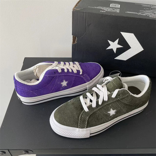 匡威CONVERSE ONESTAR帝王紫军绿色翻毛皮板鞋171585c 171585c