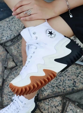 converse匡威RunStar Motion 白色波浪厚底增高休闲帆布鞋171546c