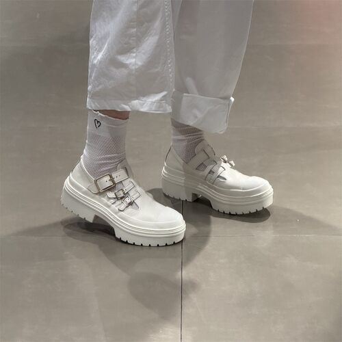 CONVERSE Lugged Heel MJ 匡威米色玛丽珍女款休闲小皮鞋 A10617C