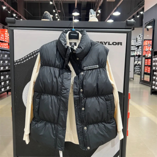 CONVERS匡威女子黑色保暖立领休闲马甲棉服背心 10025203-A01