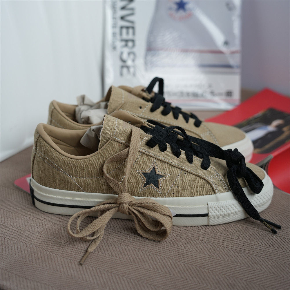 CONVERSE匡威ONE STAR PRO棉麻编织质感棕色帆布低帮A04612c