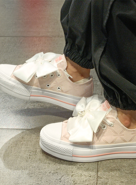 CONVERSE匡威allstar经典款粉色绸缎蝴蝶结lift厚底高帮A11617c