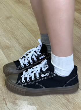正品CONVERSE匡威Malden 莫尔登黑棕色低帮男女同款帆布鞋A15593C