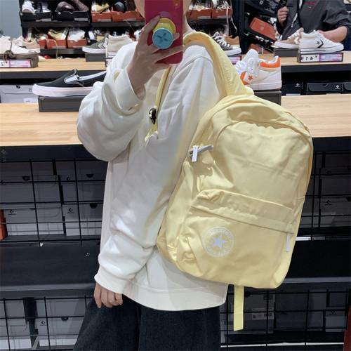 CONVERSE匡威奶黄色浅黄色中号大容量学生双肩包10025962-A11