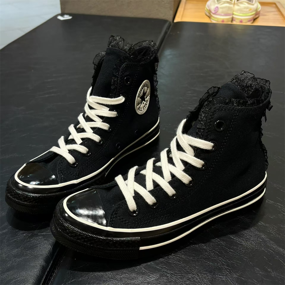 匡威1970S复古黑色蕾丝边甜酷朋克风高帮帆布鞋A10026c