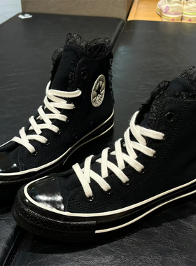 匡威1970S复古黑色蕾丝边甜酷朋克风高帮帆布鞋A10026c