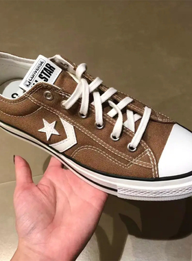 CONVERSE STAYPLAYER正品匡威箭星咖啡色低帮休闲滑板鞋A08752C
