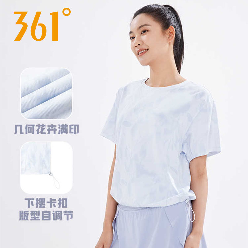 361度运动t恤女2025夏季新款宽松舒适透气上衣圆领短T恤562434110