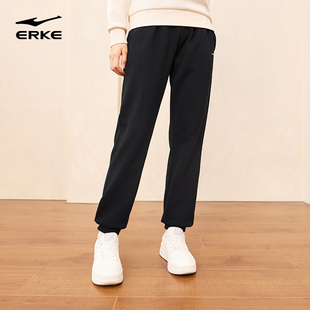 鸿星尔克运动裤女冬季新款女款加厚卫裤黑色长裤女士加绒裤子女裤