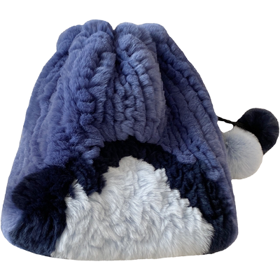 女冬季獭兔毛拼色帽子脖套两用