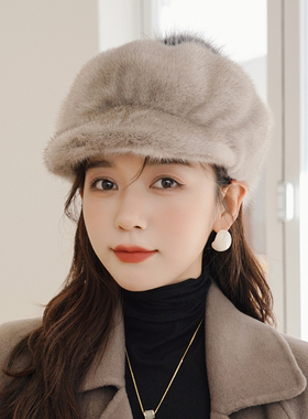 冰奴寒域新款女士水貂整貂皮帽子