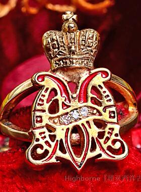 SOLD(1881-1895S）沙俄王室徽记皇冠钻石俄罗斯Faberge56古董戒指