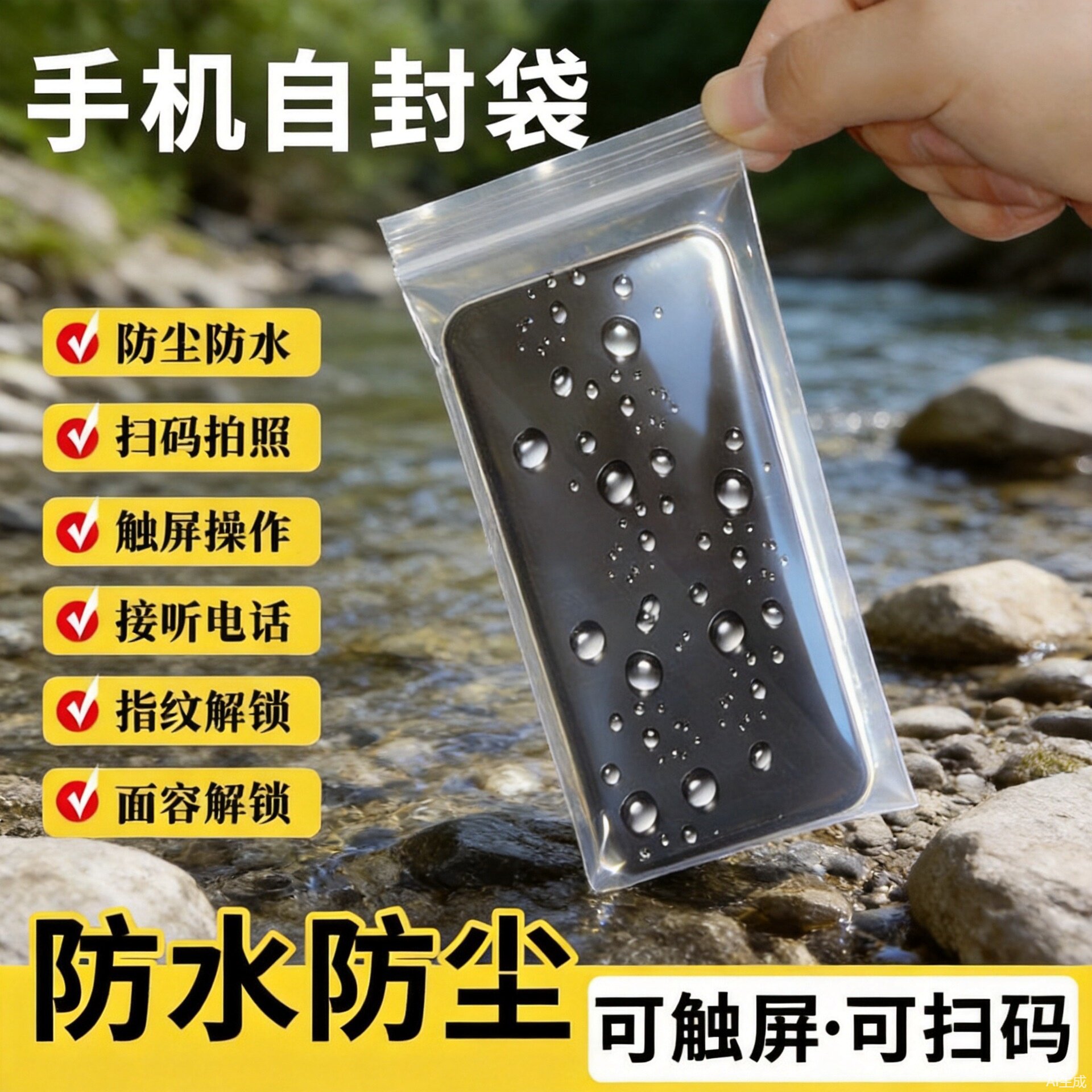 透明加厚一次性保护套手机自封袋子防水袋防尘壳防护套密封可触屏