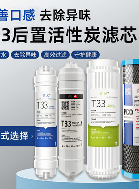 后置活性炭滤芯净水器通用一体快插小T33烧结10寸平口PCO活性炭