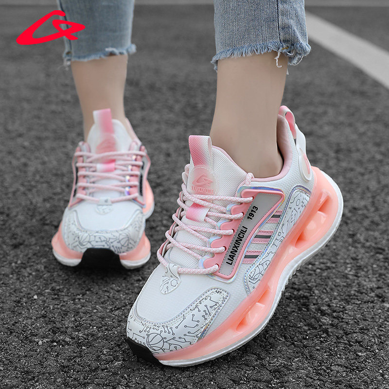 宙力女鞋2025新款皮面防水运动鞋女初中学生软底跑步鞋女士休闲鞋