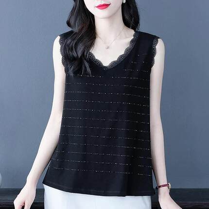 高档镶钻2026春夏新款大码女装轻奢美背打底上衣胖mm吊带背心T恤