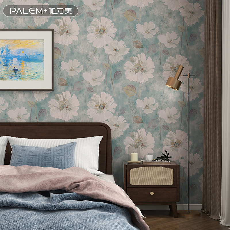 帕力美客厅美式乡村无缝墙布
