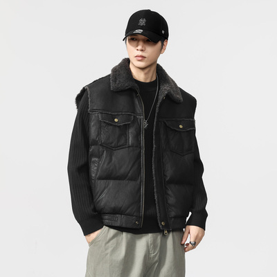 冬季仿pu皮衣外套背心