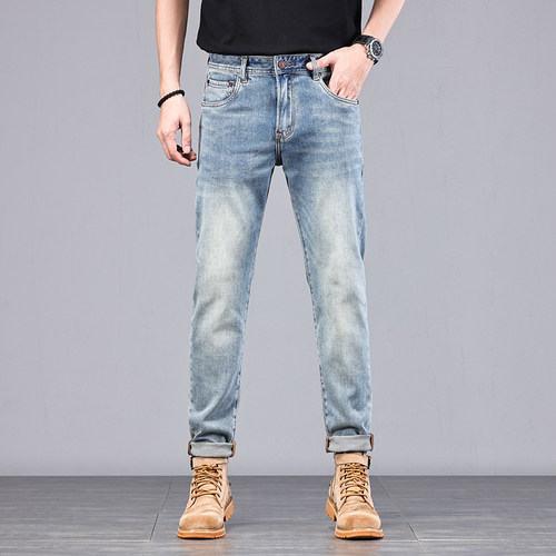 aimiti长裤复古水洗牛仔裤