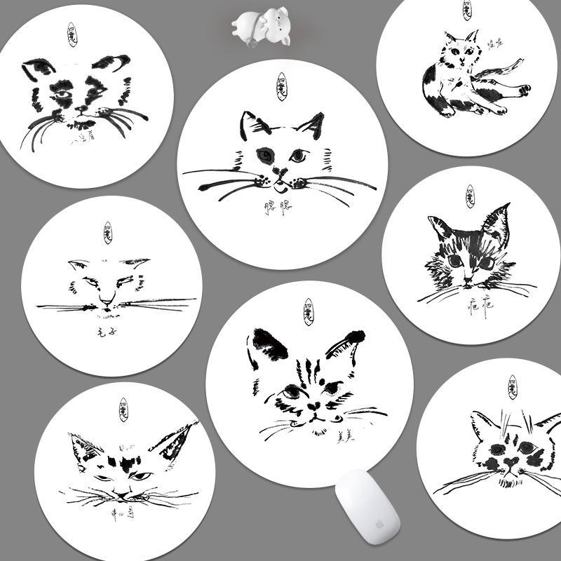 易烊千玺生日猫猫小号圆形鼠标垫护腕加厚可爱卡通办公室便携桌垫