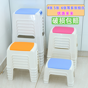 塑料凳子成人加厚家用高凳餐桌凳方凳胶登客厅高板凳椅子现代简约