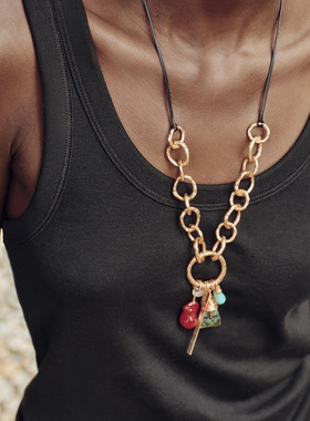 欧美复古做旧天然石项链