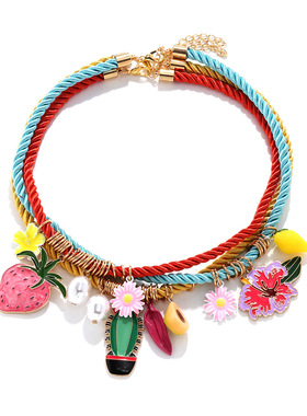 欧美夏日设计感草莓项链