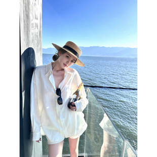 衬衣上衣宽松透气防晒衬衫 休闲高级感棉麻长袖 女装 2025年春夏新款