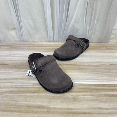 圆头纯色皮带扣平底包头穆特拖鞋
