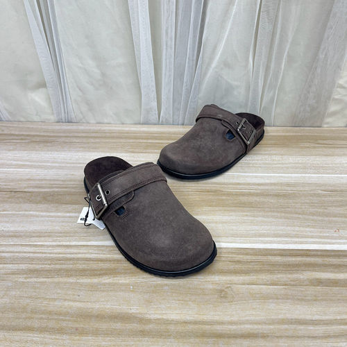 圆头纯色皮带扣平底包头穆特拖鞋