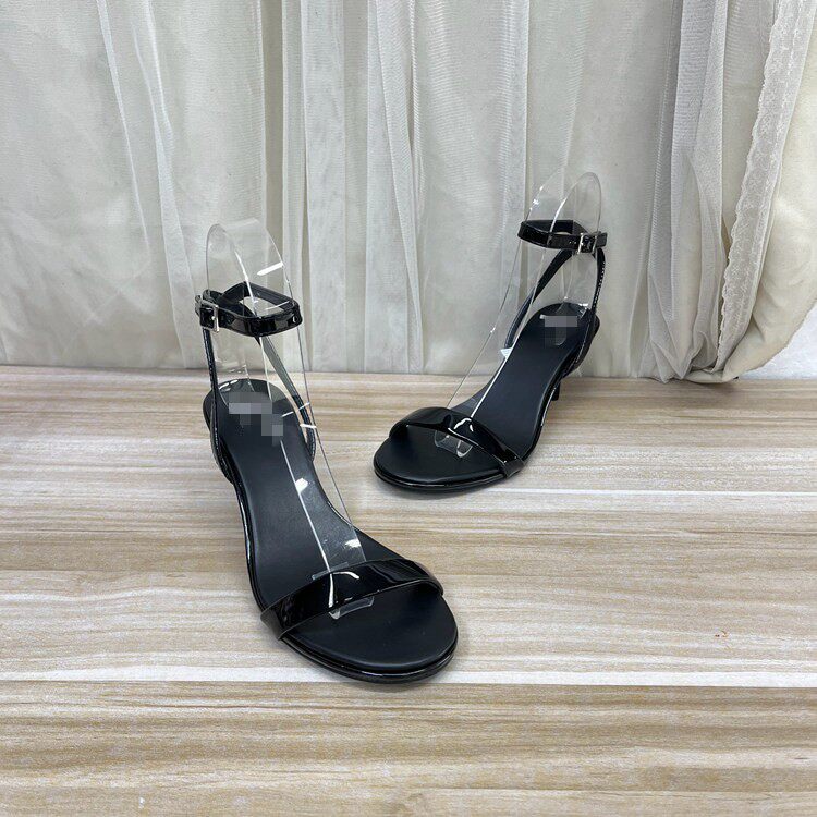 Lady Shoes 外贸原单女鞋新款时尚圆头纯色细高跟一字扣时装凉鞋