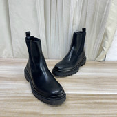 Lady 百搭女靴 一脚蹬时尚 Shoes外贸原单圆头厚底短靴简约时尚 新款