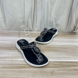 Lady Shoes 外贸原单女鞋新款时尚圆头厚底夹趾带钻人字拖鞋凉鞋