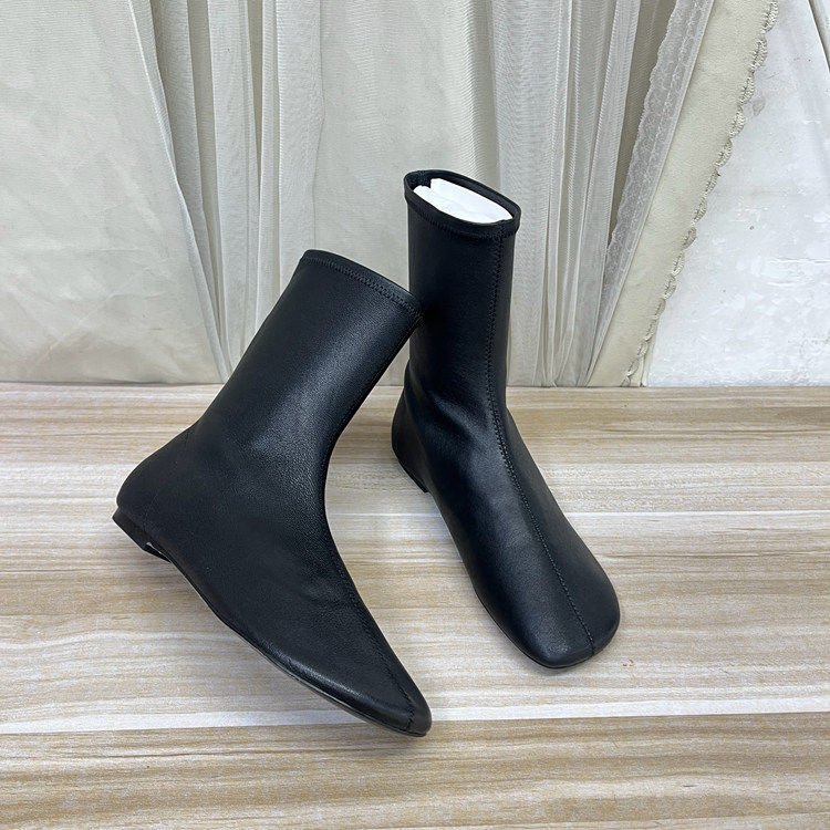 Lady Shoes外贸原单女靴真皮时尚圆头纯色平底时装套筒短靴瘦瘦靴,女鞋,时装靴,淘宝优惠券,粉丝福利购,淘宝优惠卷