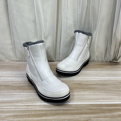 内里加毛圆头侧拉链时装毛毛短靴