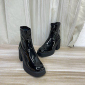 圆头纯色厚底粗跟时装 Lady 时尚 外贸原单女靴通勤新款 短靴 Shoes