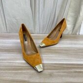 Shoes外贸原单女靴鞋 里外全真皮新款 小方头浅口细跟时装 Lady 单鞋