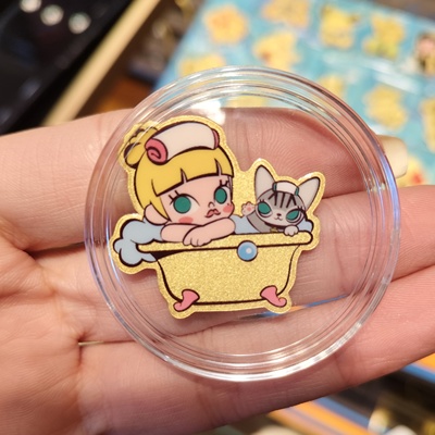 足金999泡泡玛特黄金手机贴电脑贴随心贴适合日常卡通随身小饰品