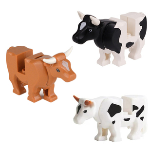 兼容乐高积木小颗粒零配件动物 奶牛 黄牛 农场牧场场景玩具64452